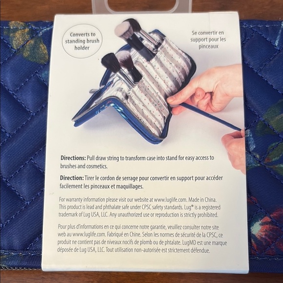 Lug Navy Quilted Brush Holder with Floral Design - Picture 4 of 4